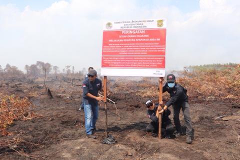 Hentikan Karhutla, Gakkum KLHK Segel Lokasi Karhutla Pada 4 Perusahaan Di Kalbar