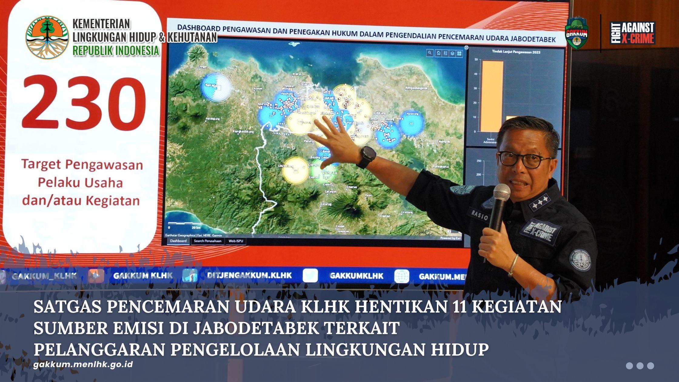 Satgas Pencemaran Udara KLHK Hentikan 11 Kegiatan Sumber Emisi Di Jabodetabek Terkait Pelanggaran Pengelolaan Lingkungan Hidup